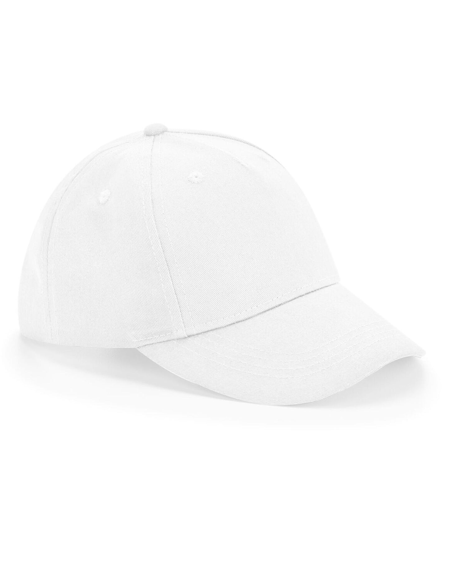 Junior Organic Cotton 5 Panel Cap - White