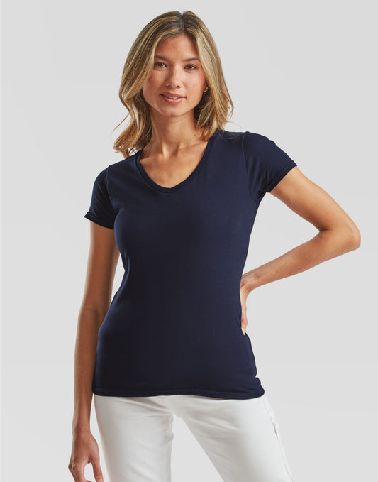 Ladies' Iconic 150 V-Neck T - Deep Navy