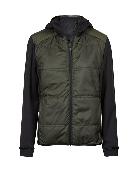 Ladies' Hybrid-Stretch Hooded Jacket - Deep Green/ Black