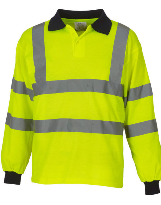 Hi-Vis Long Sleeve Polo Shirt - Hi-Vis Yellow