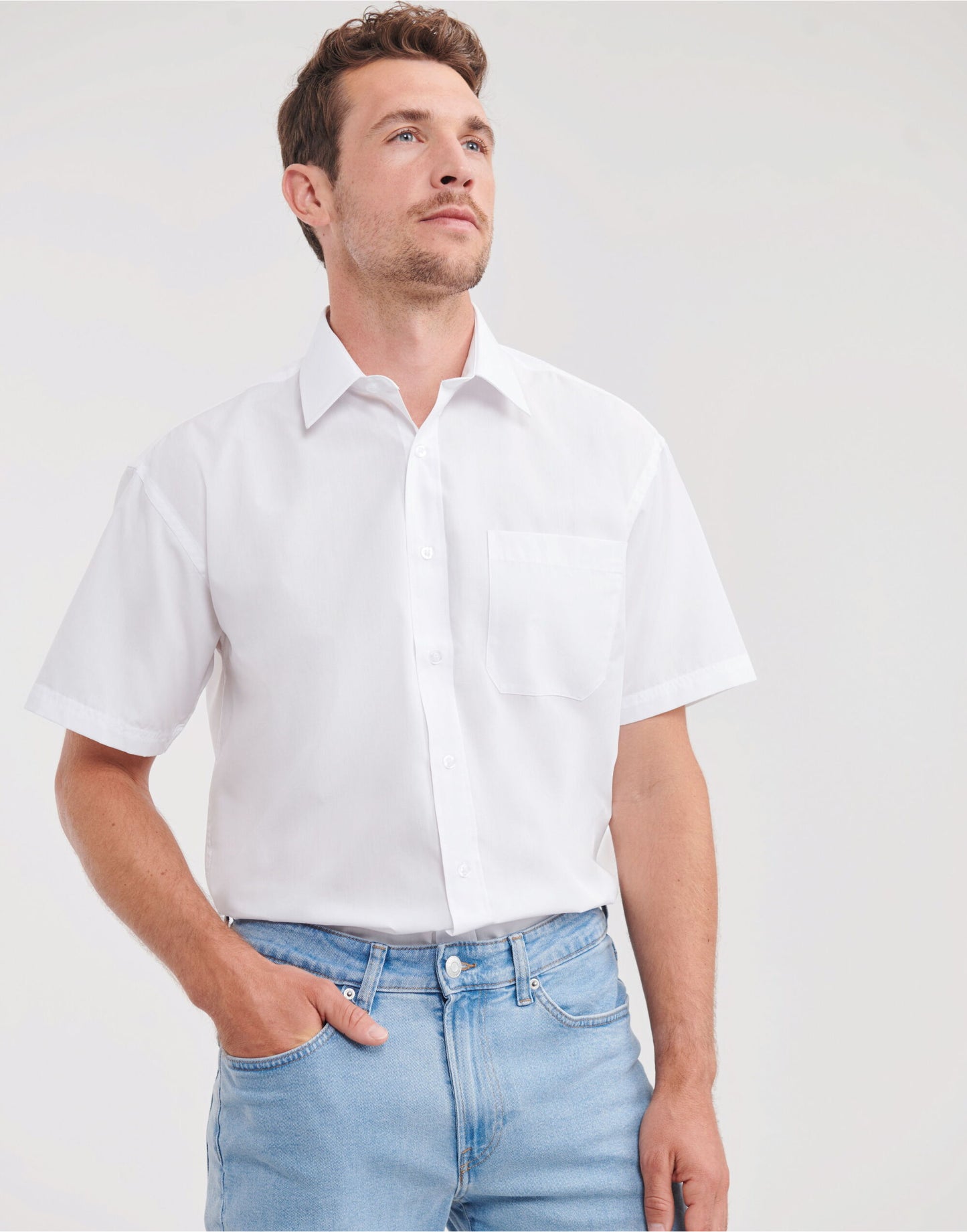Men's Short Sleeve Classic Polycotton Poplin Shirt - White