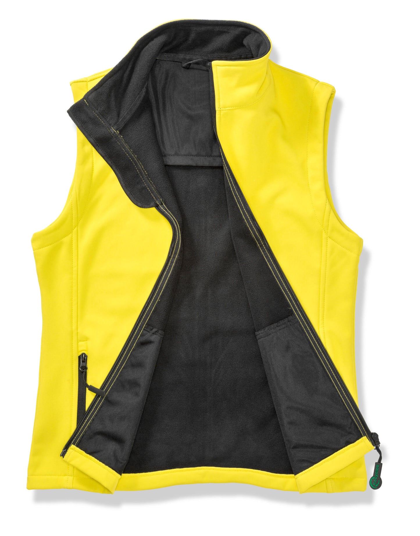 Ladies' Printable Softshell Bodywarmer with Recycled Fleece Inner - Yellow/Black