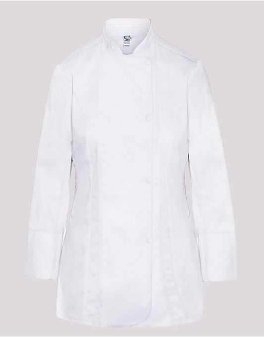 Ladies' Long Sleeve Fitted Chef's Jacket - White