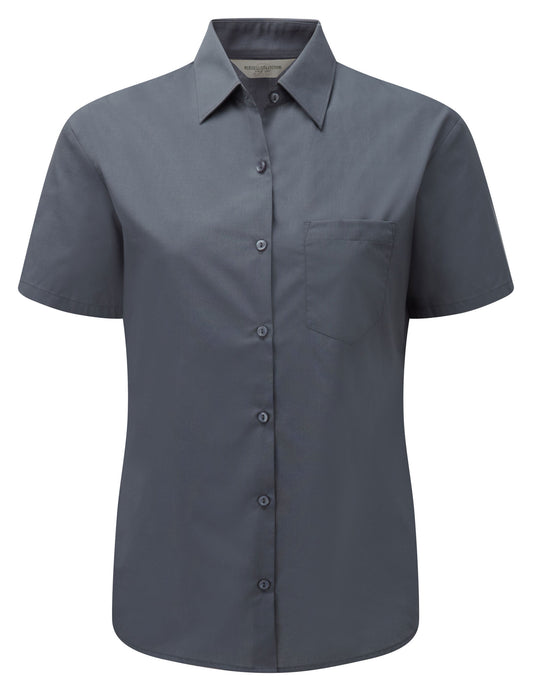 Ladies' Short Sleeve Classic Polycotton Poplin Shirt - Convoy Grey