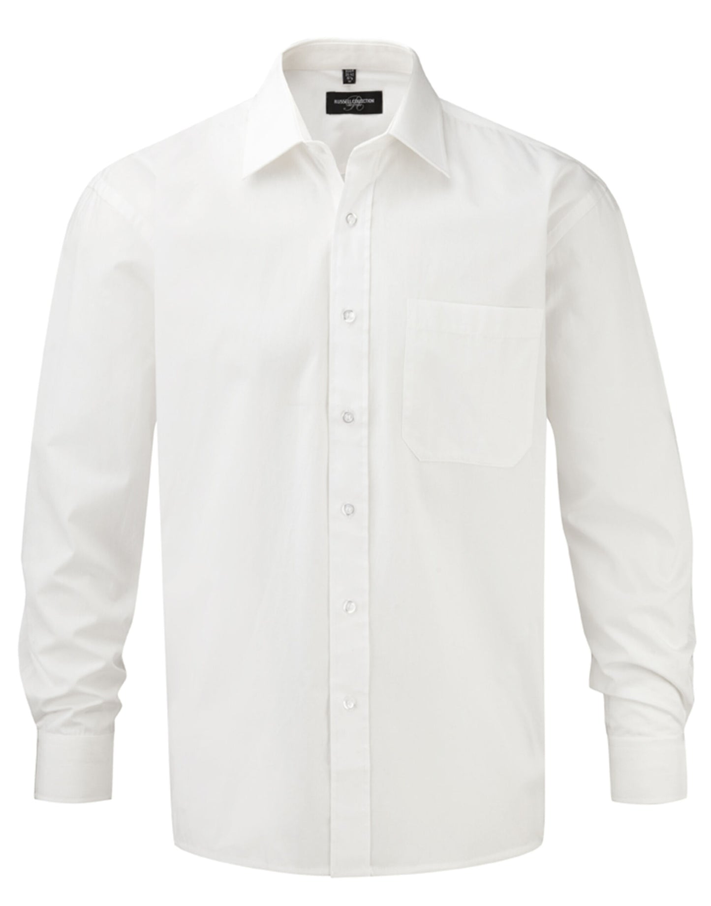 Men's Long Sleeve Classic Pure Cotton Poplin Shirt - White