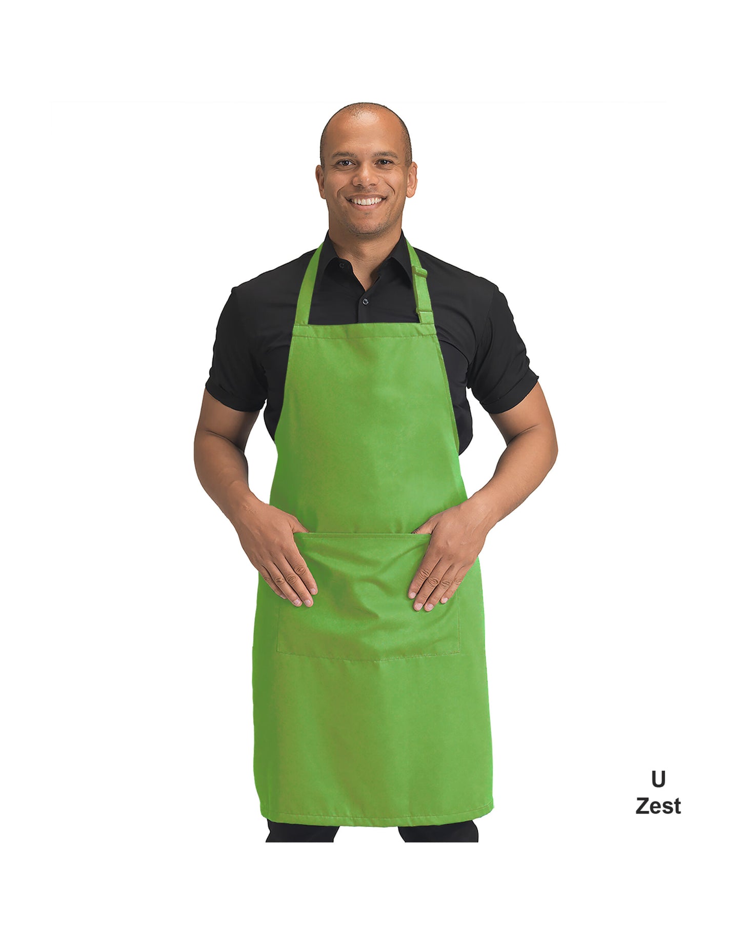 Recycled Bib Apron With Pocket - Zest