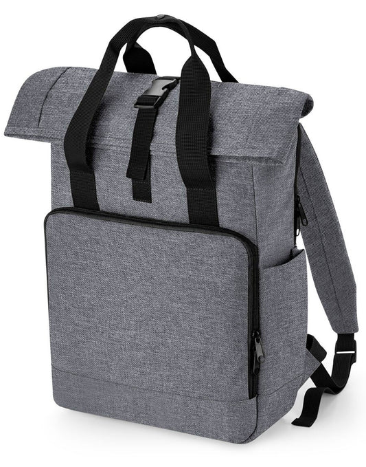 Recycled Twin Handle Roll-Top Laptop Backpack - Grey Marl