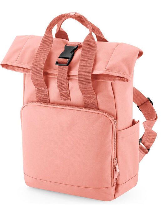 Recycled Mini Twin Handle Roll-Top Backpack - Blush Pink