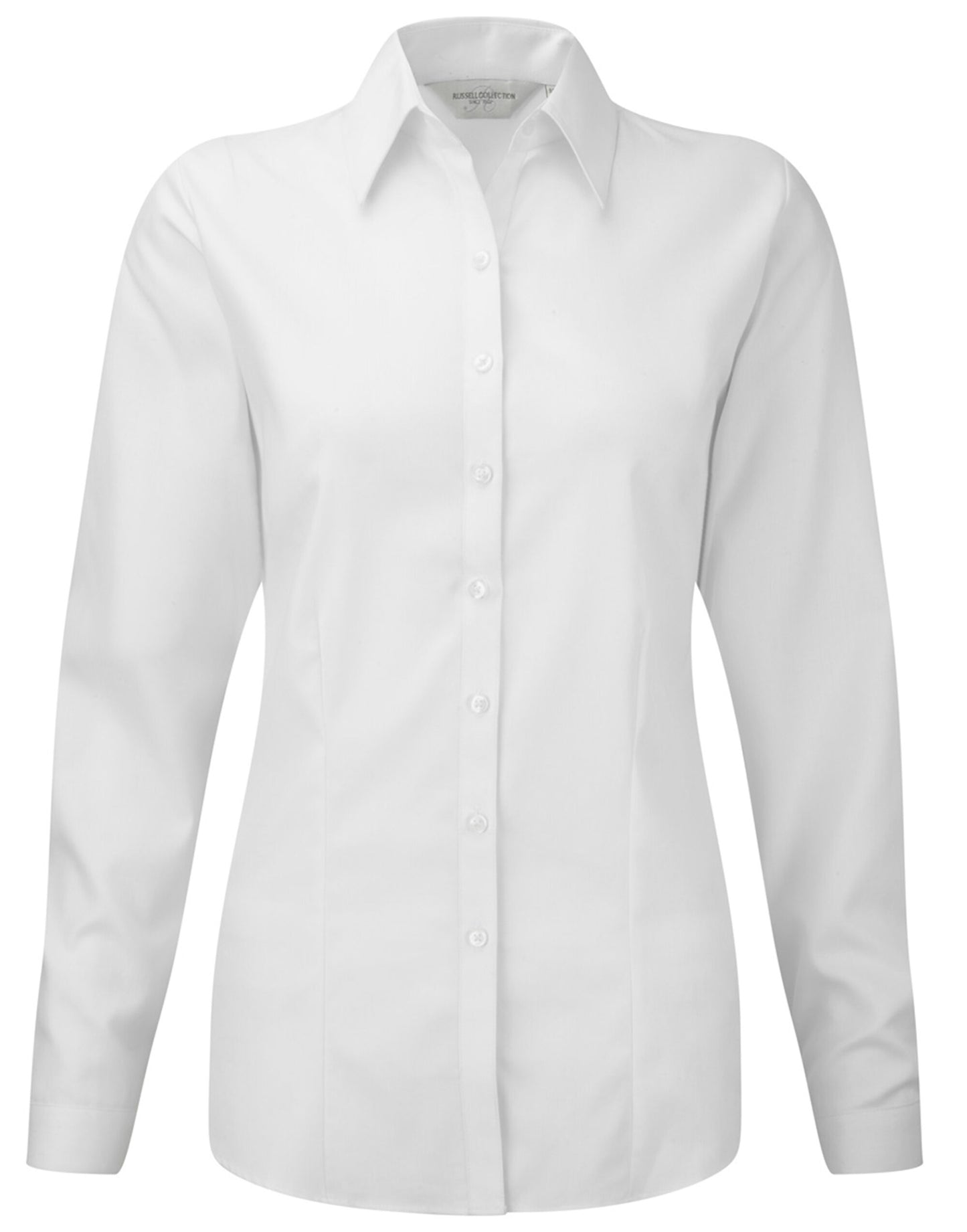 Ladies' Long Sleeve Tailored Herringbone Shirt - White