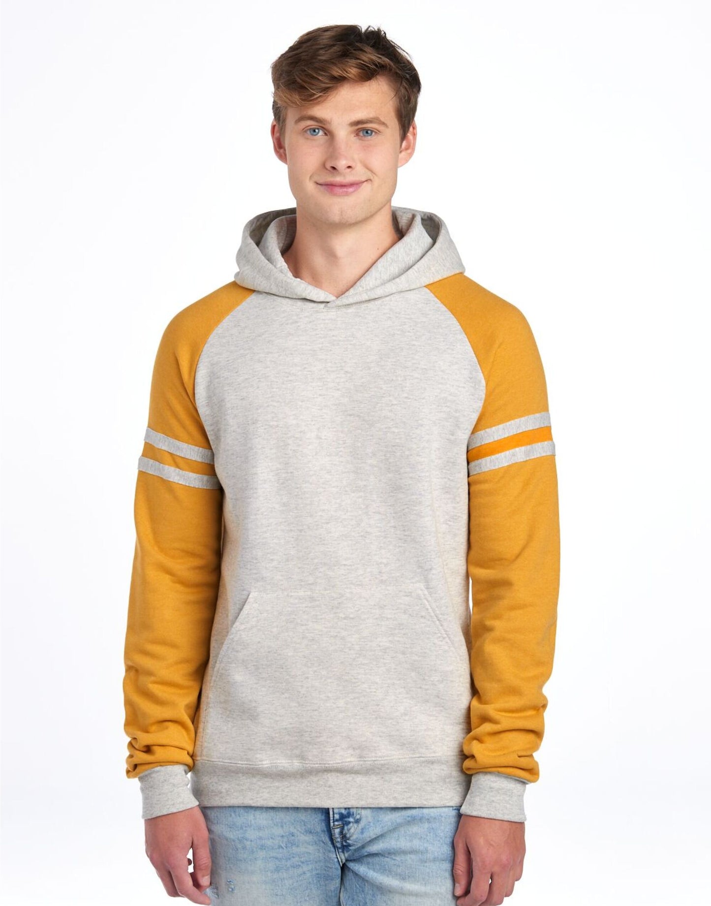 NuBlend® Varsity Colour-Block Hood - Oatmeal Heather/Mustard Heather