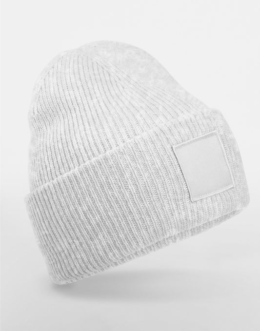 Deep Cuffed Tonal Patch Beanie - Cloudy Grey