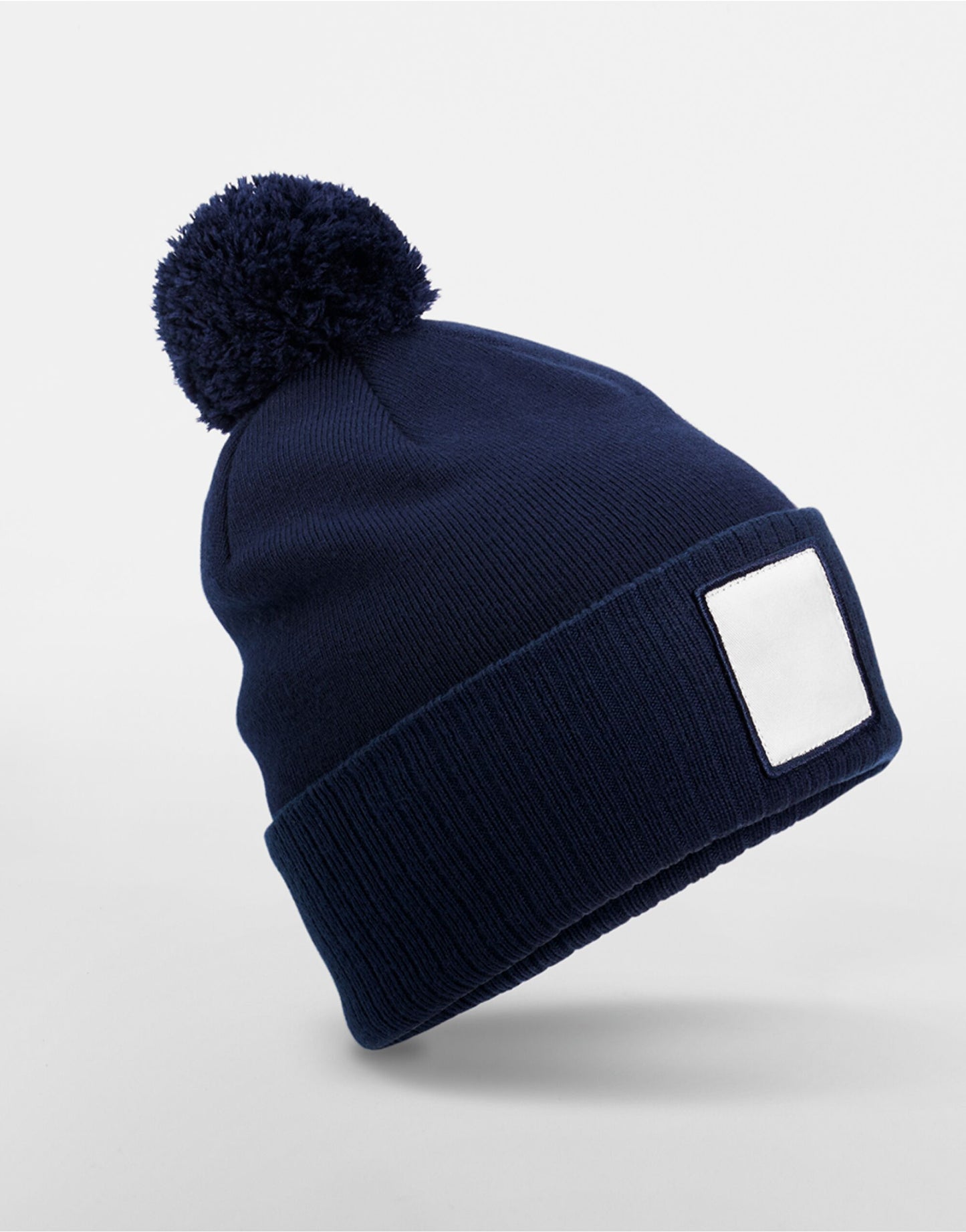 Appliqué Patch Pom Beanie - Oxford Navy/White
