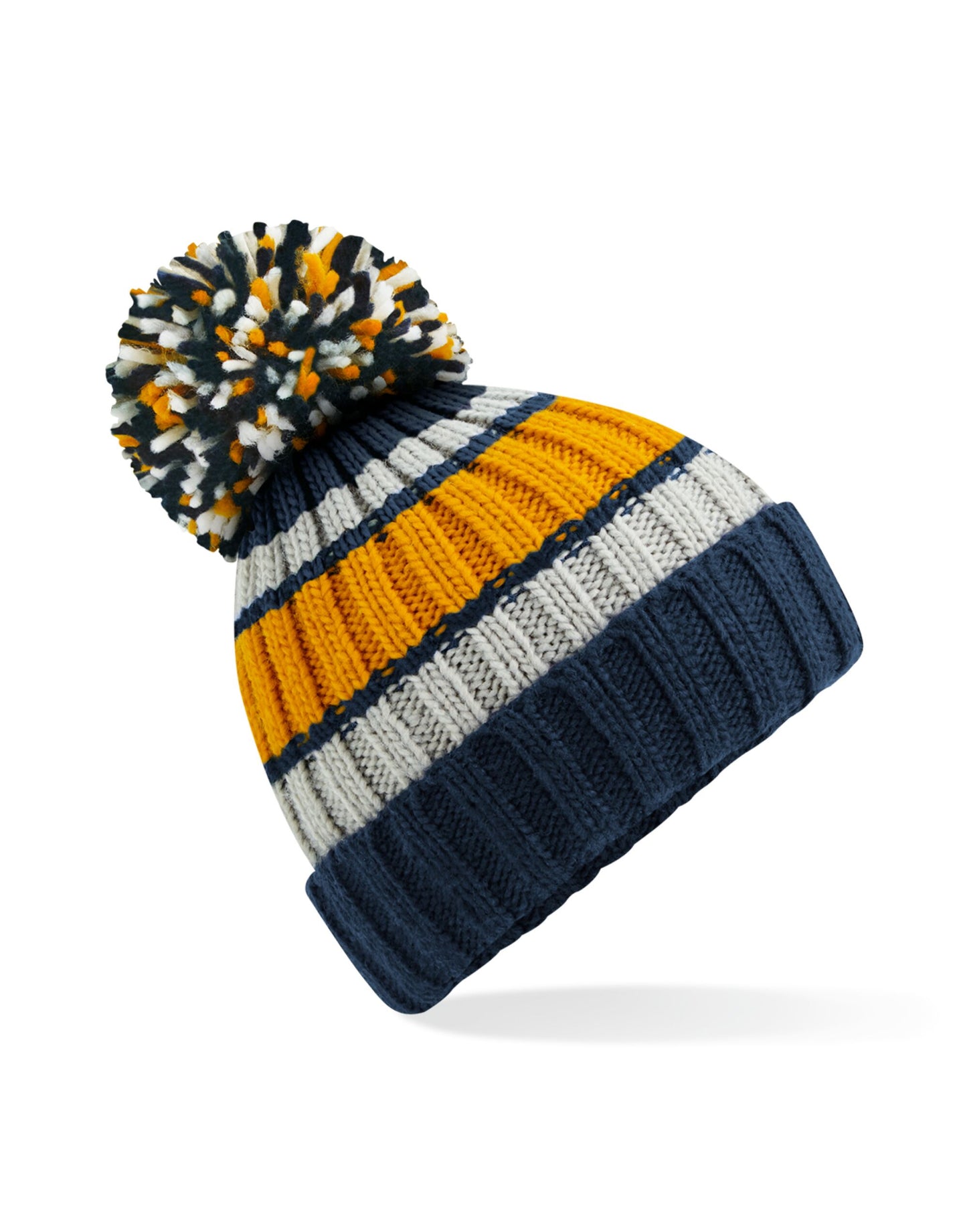 Hygge Striped Beanie - Dijon Blue