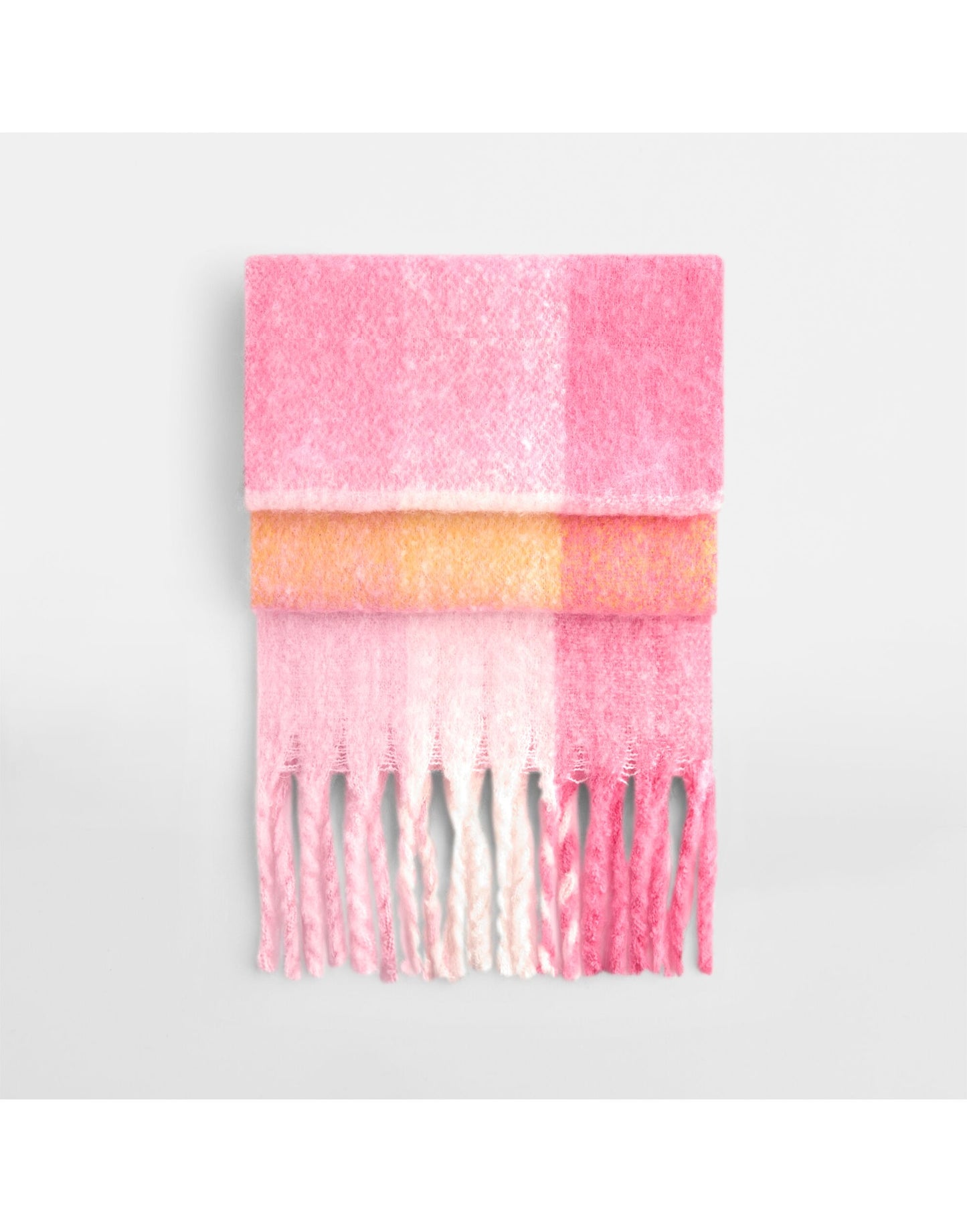 Fluffy Check Scarf - Pink Check