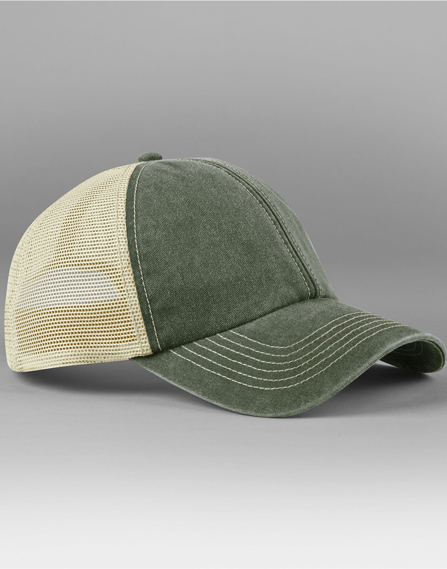 6 Panel Vintage Trucker - Vintage Olive/Stone