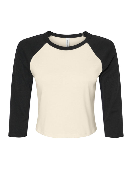 Women's Micro Rib 3/4 Raglan Tee - Natural/Black