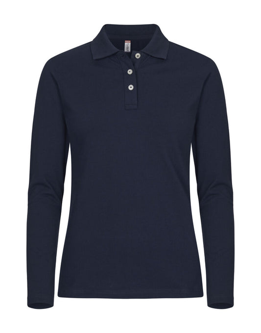 Ladies Stretch Premium Polo L/S - Dark Navy