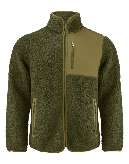 Kingsley Sherpa Full Zip Fleece - Moss Green