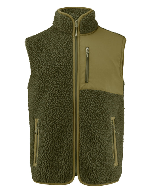 Kingsley Sherpa Fleece Vest - Moss Green