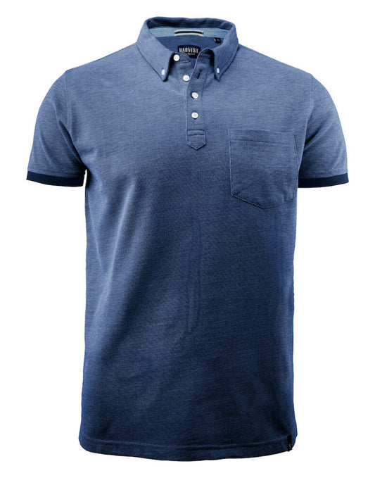 Larkford Pique Polo Shirt - Dark Blue Melange