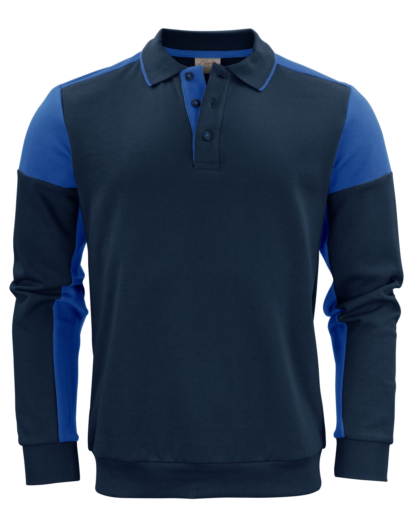 Long Sleeve Polo Sweatshirt - Navy/Cobalt