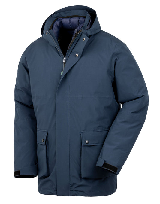 Recycled 3-in-1 Padded Ripstop Jacket - Navy