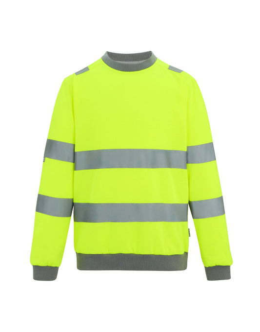 Hi-Vis Pro Contrast Crew Neck Sweatshirt - Hi-Vis Yellow