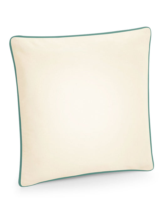 Fairtrade Cotton Piped Cushion Cover - Natural/ Sage Green