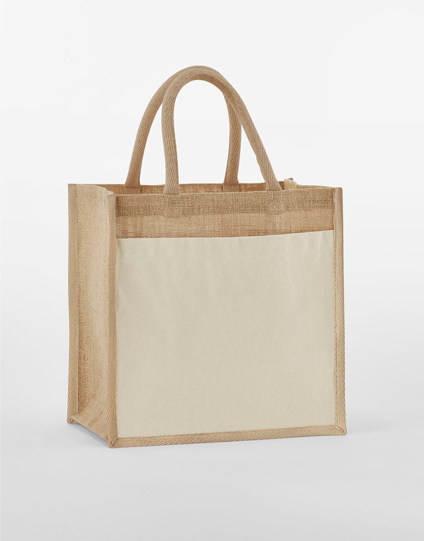Cotton Pocket Natural Starched Jute Midi Tote - Natural