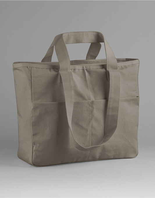 Double Handle Cargo Pocket Tote - Mushroom