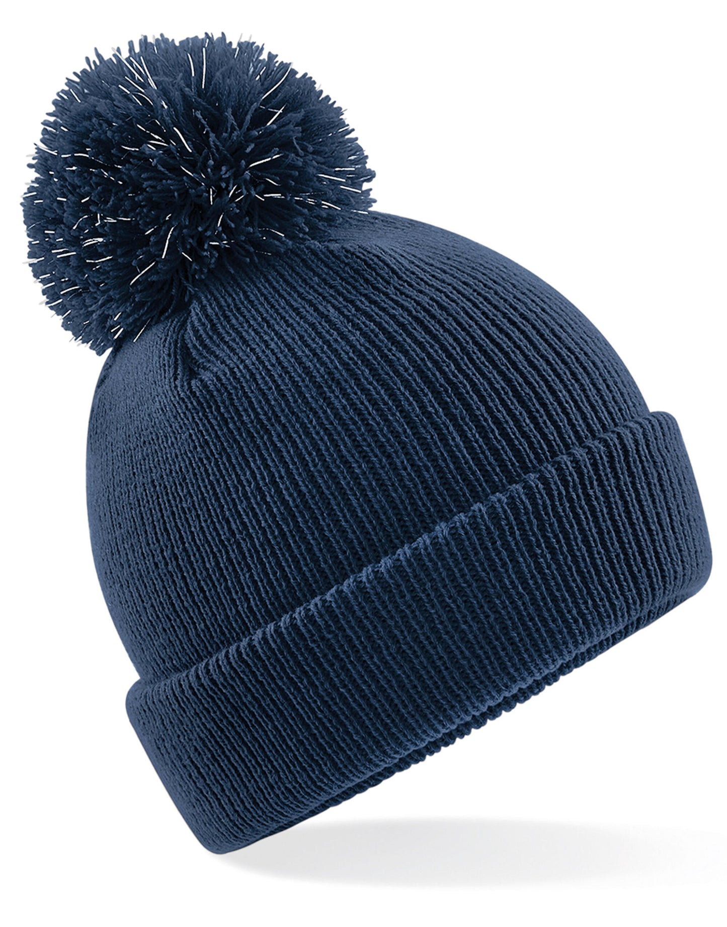 Junior Reflective Bobble Beanie - French Navy