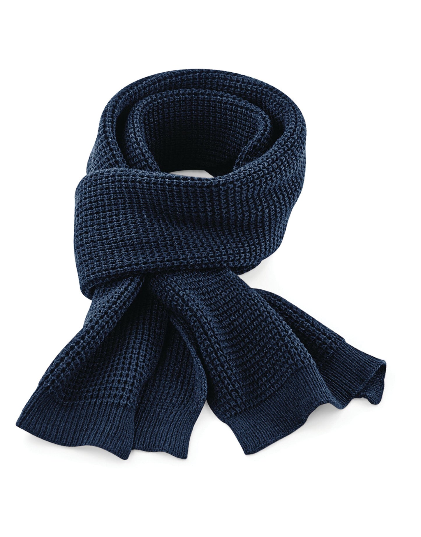 Classic Waffle Knit Scarf - French Navy