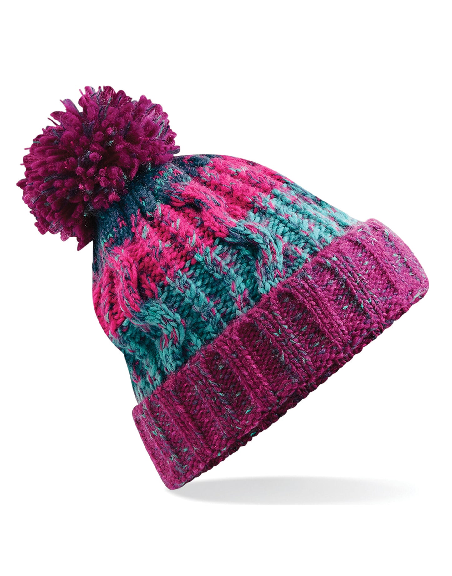 Corkscrew Pom Pom Beanie - Winter Berries