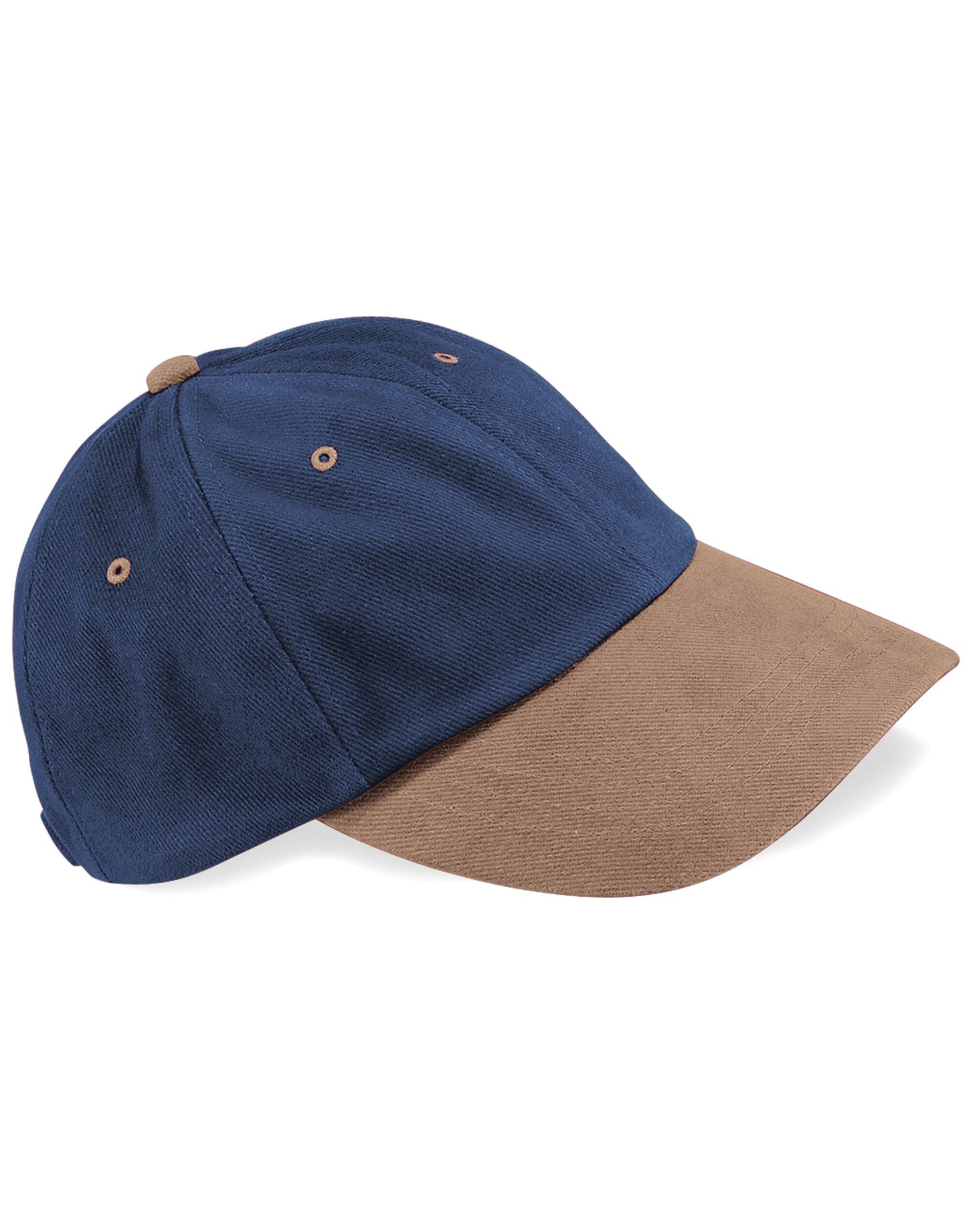 Low Profile Heavy Brushed Cotton Cap - French Navy/ Taupe