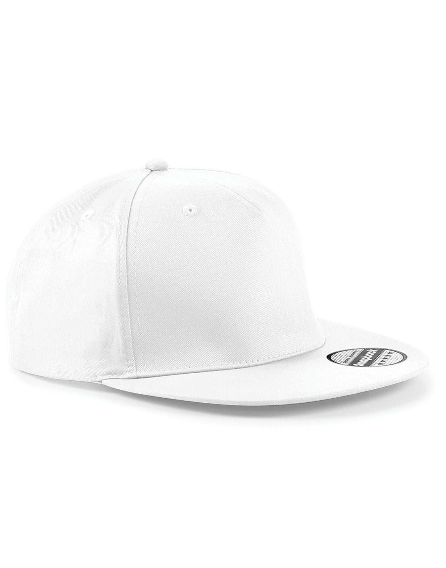 5 panel Snapback Rapper Cap - White