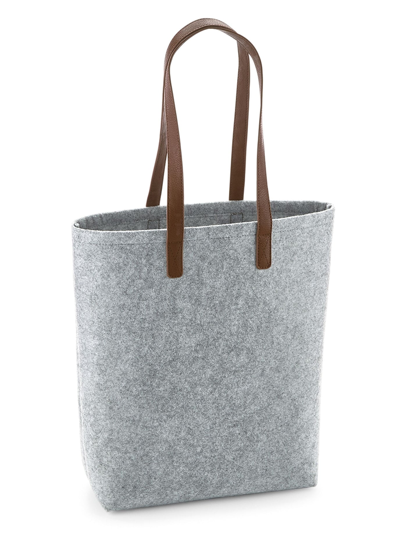 Premium Felt Tote - Grey Melange/ Tan