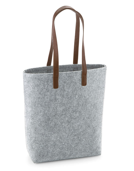 Premium Felt Tote - Grey Melange/ Tan
