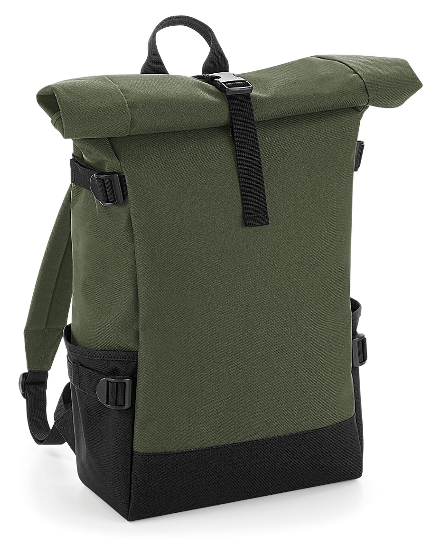 Block Roll-Top Backpack - Olive/Black