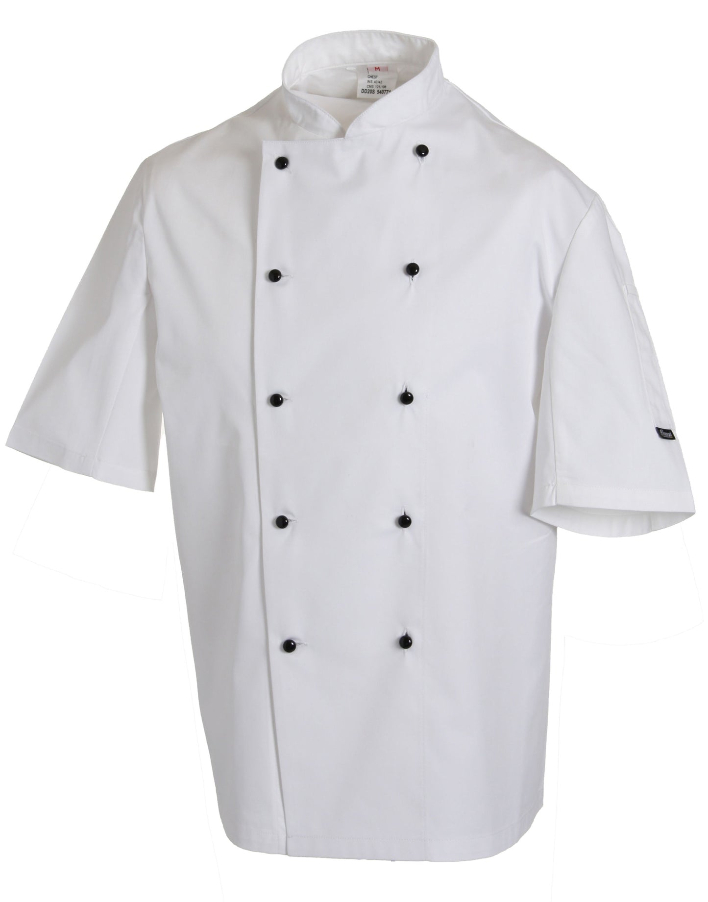 Removable Stud Short Sleeve Chef's Jacket - White
