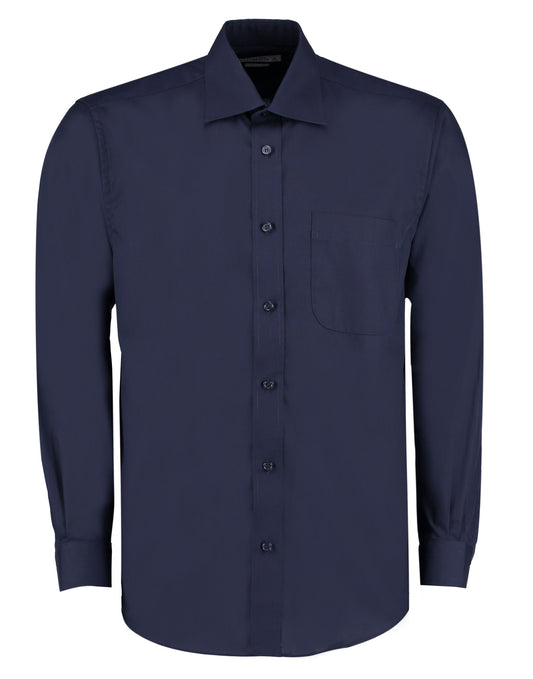 Classic Fit Long Sleeve Business Shirt - Dark Navy