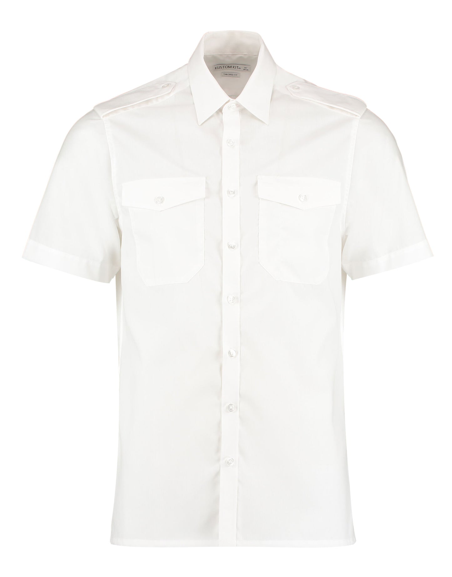 Tailored Fit Short Sleeved Pilot Shirt - White