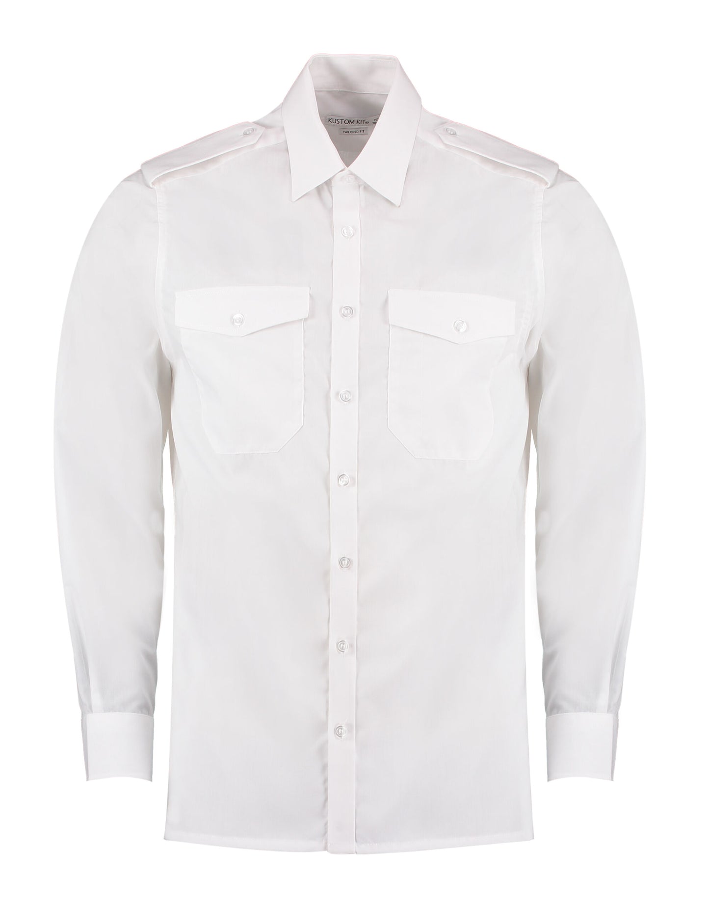 Tailored Fit Long Sleeved Pilot Shirt - White