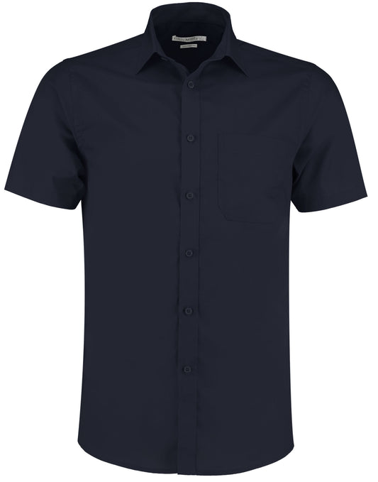 Tailored Fit Short Sleeve Poplin Shirt - Dark Navy