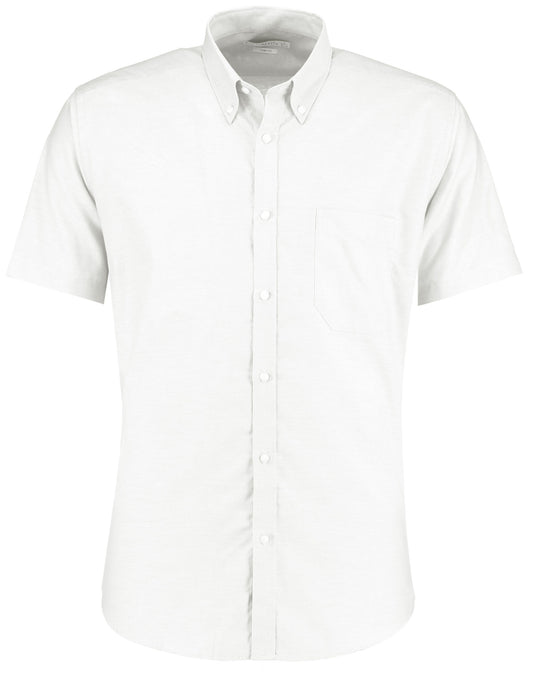 Slim Fit Short Sleeve Workwear Oxford Shirt - White