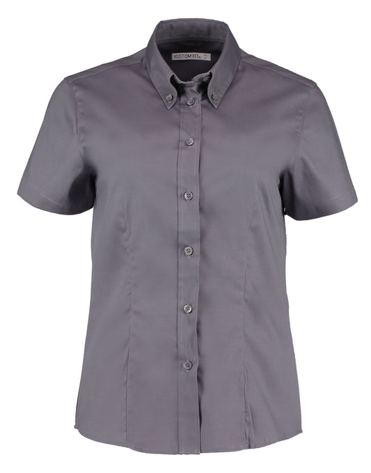 Tailored Fit Short Sleeve Premium Oxford Shirt - Charcoal