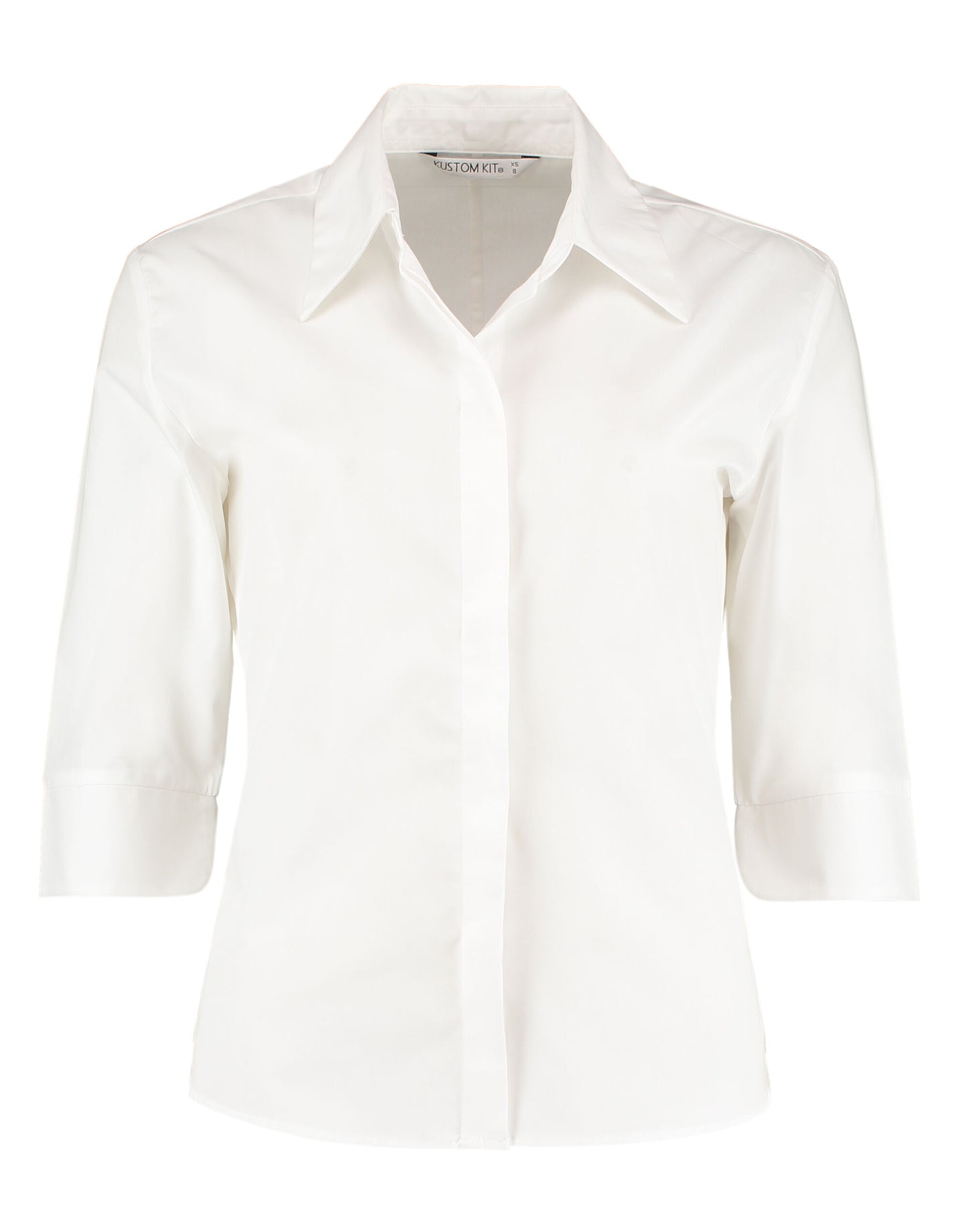 Tailored Fit 3/4 Sleeve Continental Blouse - White