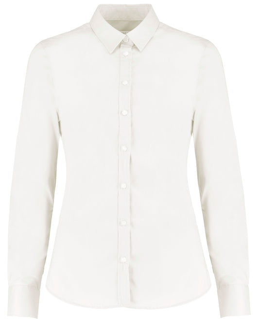 Tailored Fit Long Sleeve Stretch Oxford Shirt - White