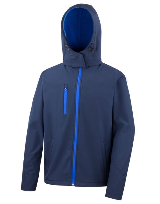 Men's Recycled Hooded Softshell - Navy/Royal