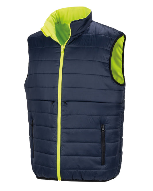 Reversible Soft Padded Safety Gilet - Fluorescent Yellow/Navy