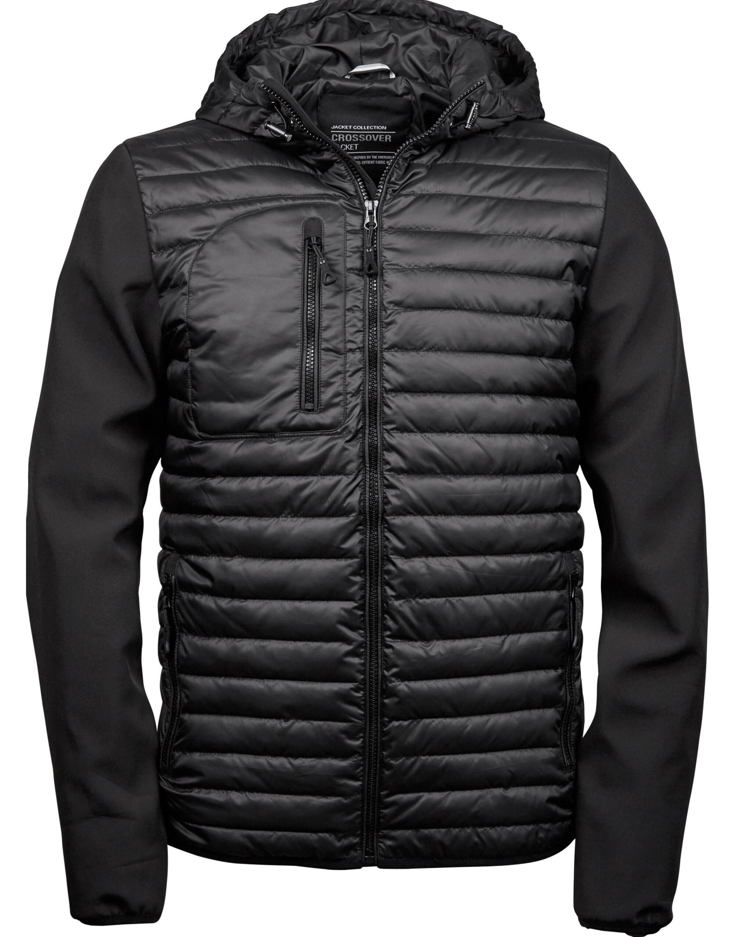 Men's Hooded Crossover Jacket - Black